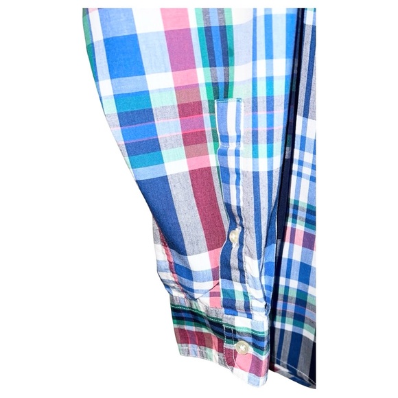 Chaps Shirt Men’s Size L Blue Green White Easy Care Button Front Long Sleeve - Picture 6 of 8